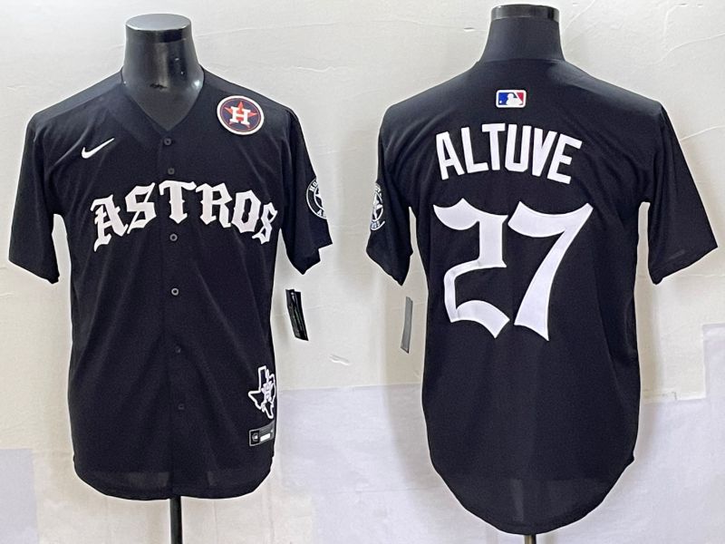 Men 2025 Houston Astros #27 Altuve Black Seven generations Joint Name Nike MLB Jersey style 11